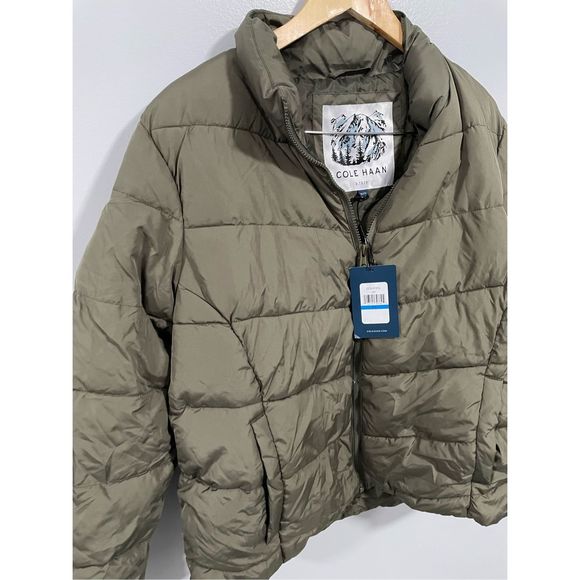 Cole Haan Womens XL NWT Olive Cropped Puffer Jacket - Picture 4 of 5